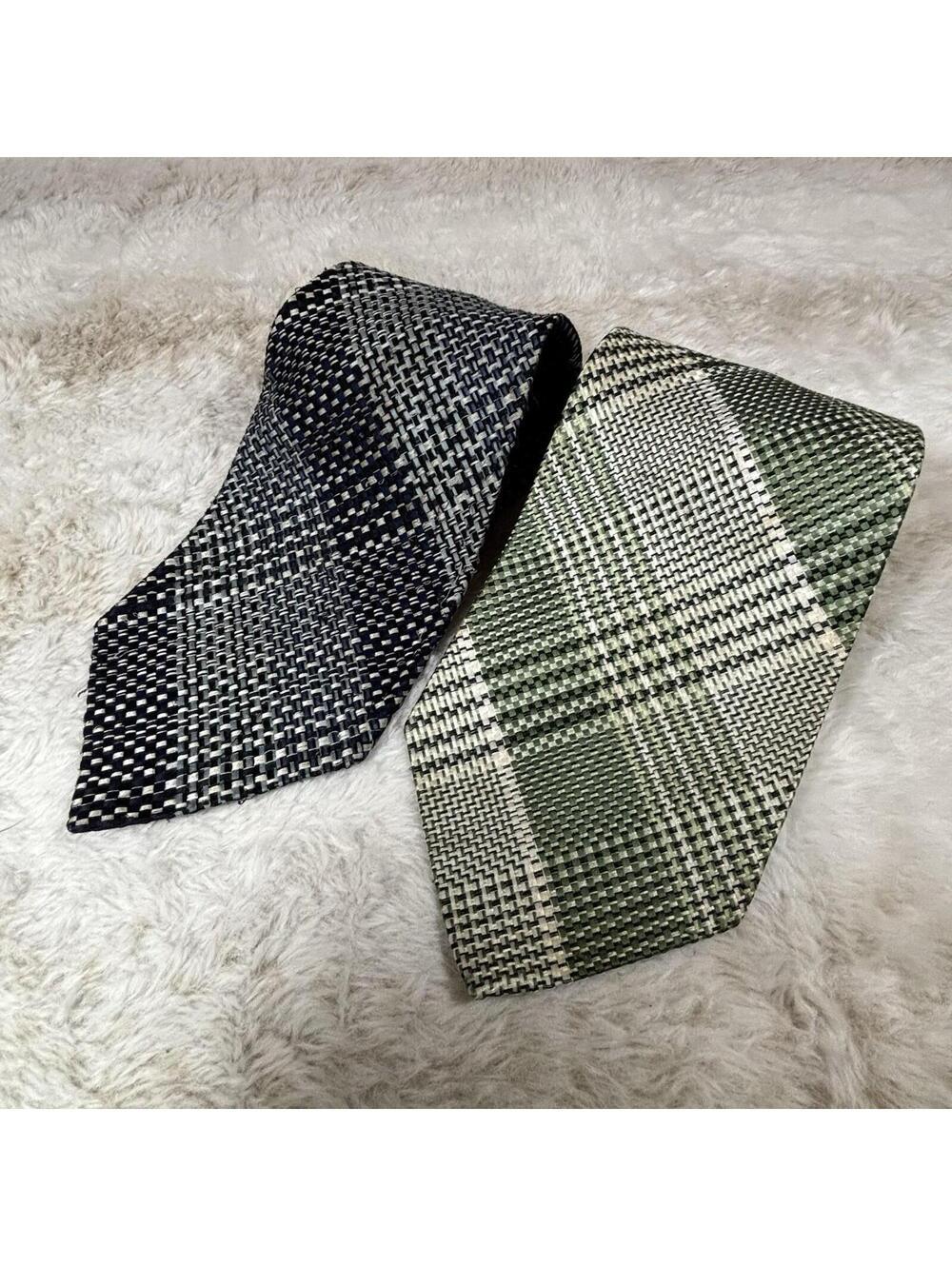 Mens Tie Lot 2 Brittania Textured Woven Blue Green Neckties